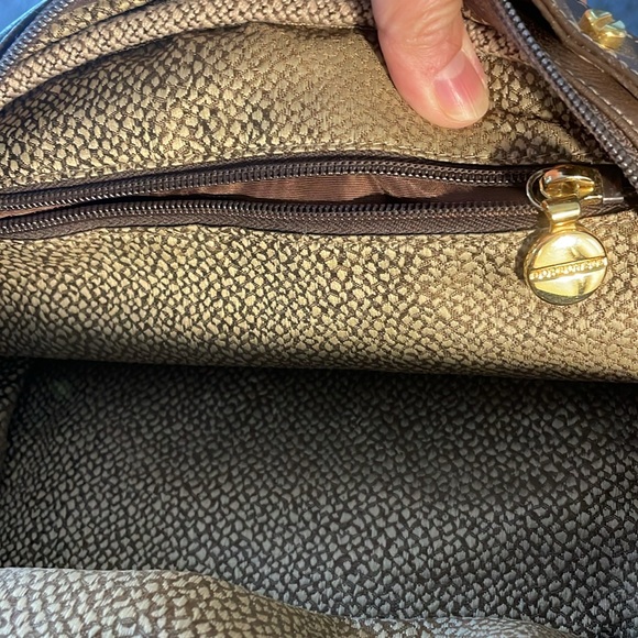 Borbonese Redwall Suede Textured Brown Dual Handle Satchel Bag EUC - Picture 9 of 16